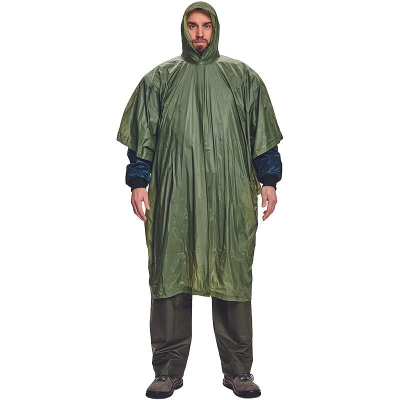 Poncho impermeabil cu gluga, cusaturi lipite, maneci ajustabile, inchidere laterala cu capse - Cerva Poncho