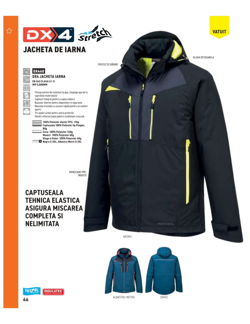 Geaca de lucru vatuita de iarna, impermeabila - Portwest DX460