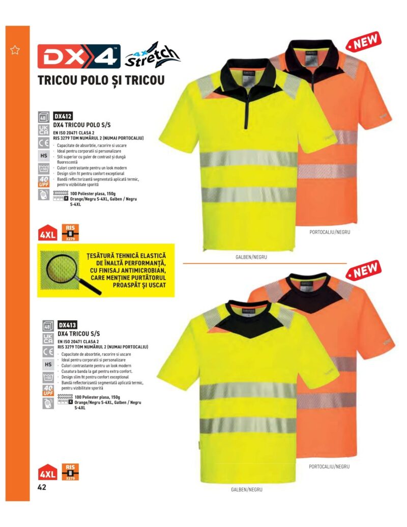 Tricou reflectorizant de lucru, materiale premium ce va mentin racoros, uscat si confortabil - Portwest DX413