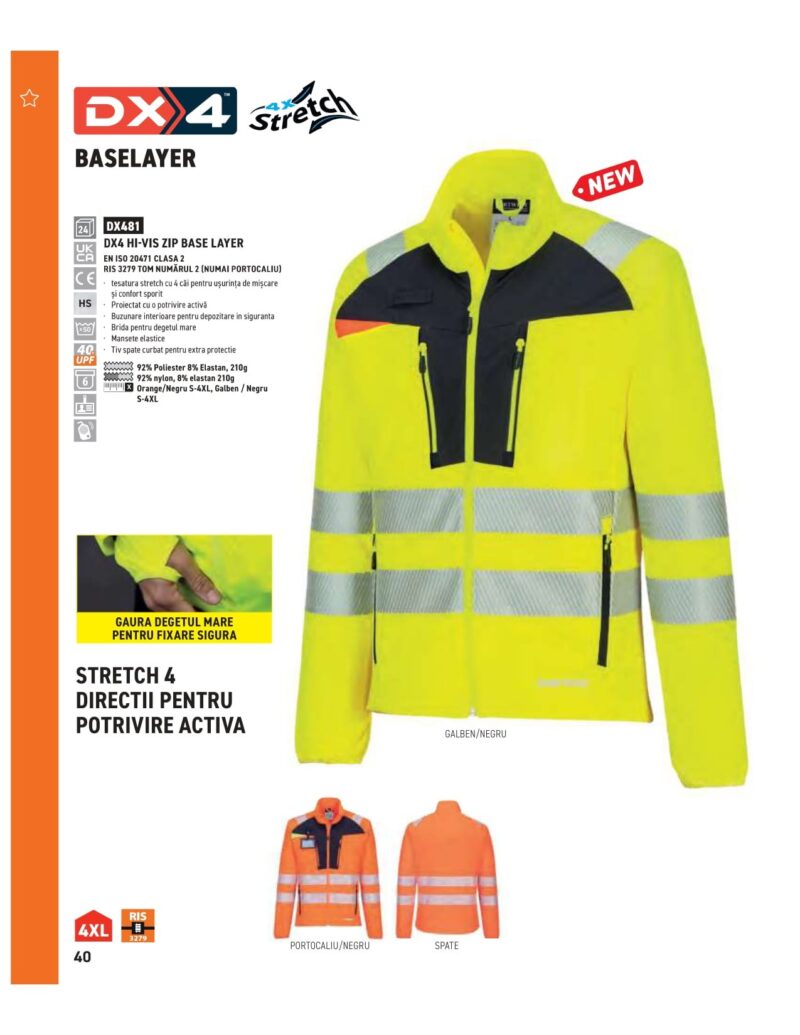 Jacheta de lucru reflectorizanta, usoara si subtire, rol de strat de baza cu confort ridicat - Portwest DX481