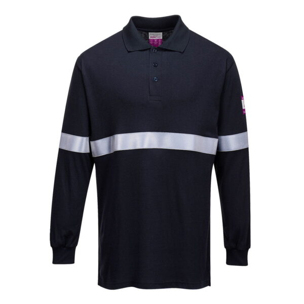 Tricou Polo cu Maneci Lungi Antistatic si Ignifug cu Benzi Reflectorizante FR03