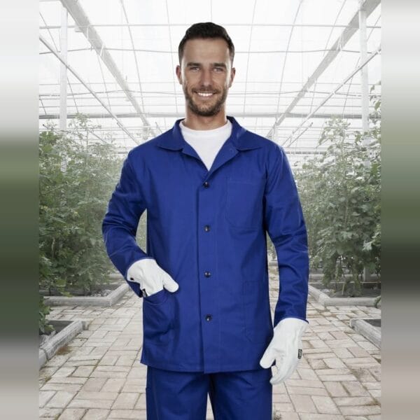 Costum salopetă de lucru din bumbac, format din bluză cu nasturi și pantaloni cu șnur în talie - Ardon Klasik