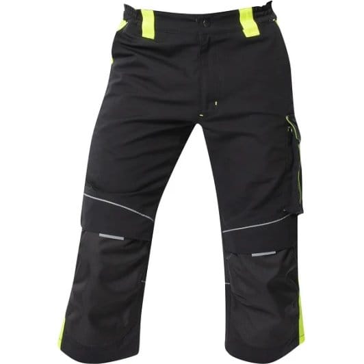Pantaloni de lucru 3/4 cu buzunar pentru genunchiere, întărituri, croială ergonomică și ventilație - Ardon Neon