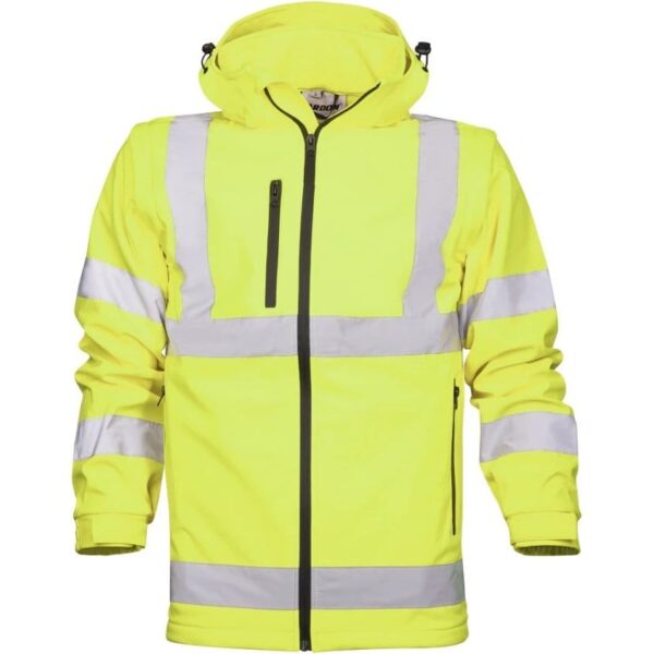 Jachetă de lucru reflectorizantă softshell, impermeabilă, cu glugă și mâneci detașabile - Ardon Ref501