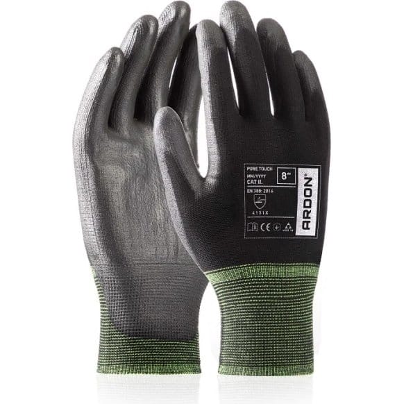 Mănuși de lucru parțial imersate în poliuretan, pentru activități de precizie – Ardon Pure Touch Black